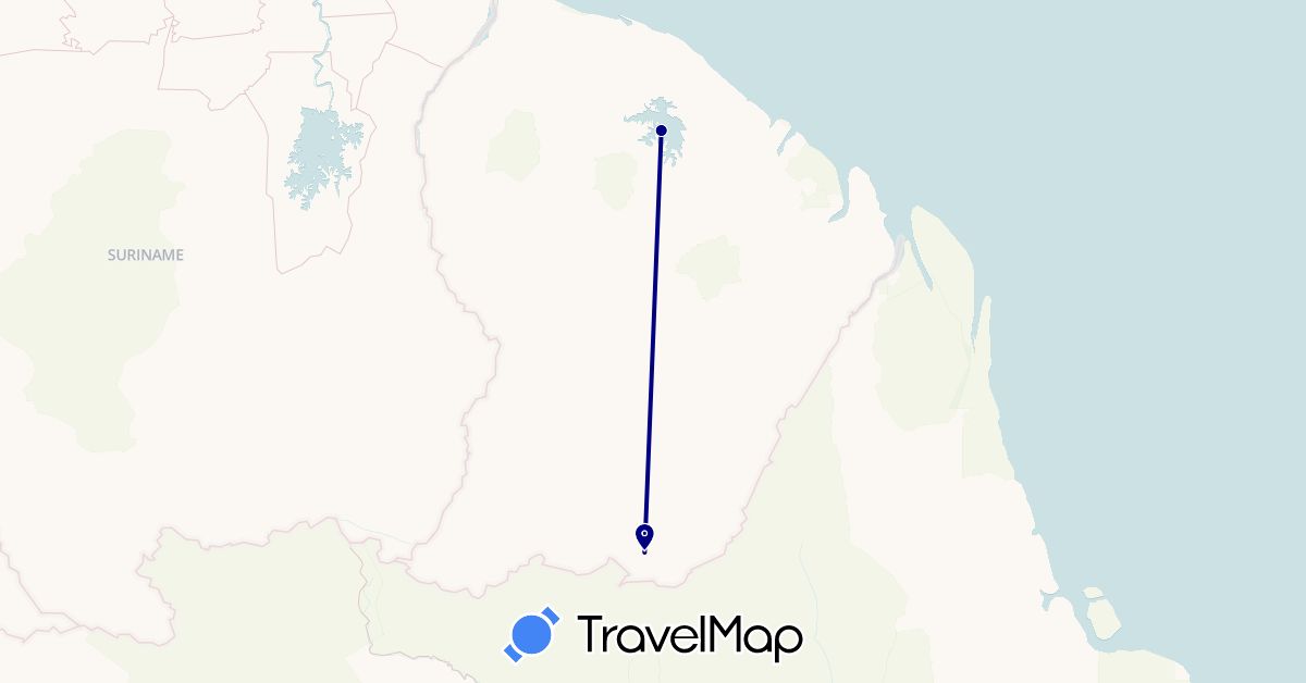 TravelMap itinerary: driving in French Guiana (South America)